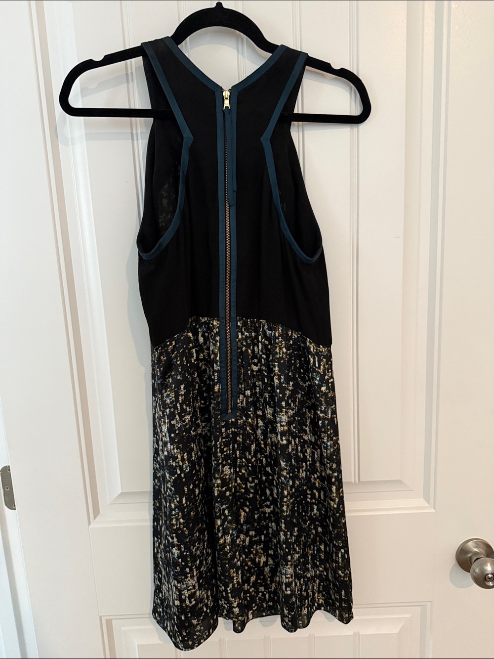 Rebecca Taylor Black Multicolor Printed Racer-Back Dress - Picture 2 of 2